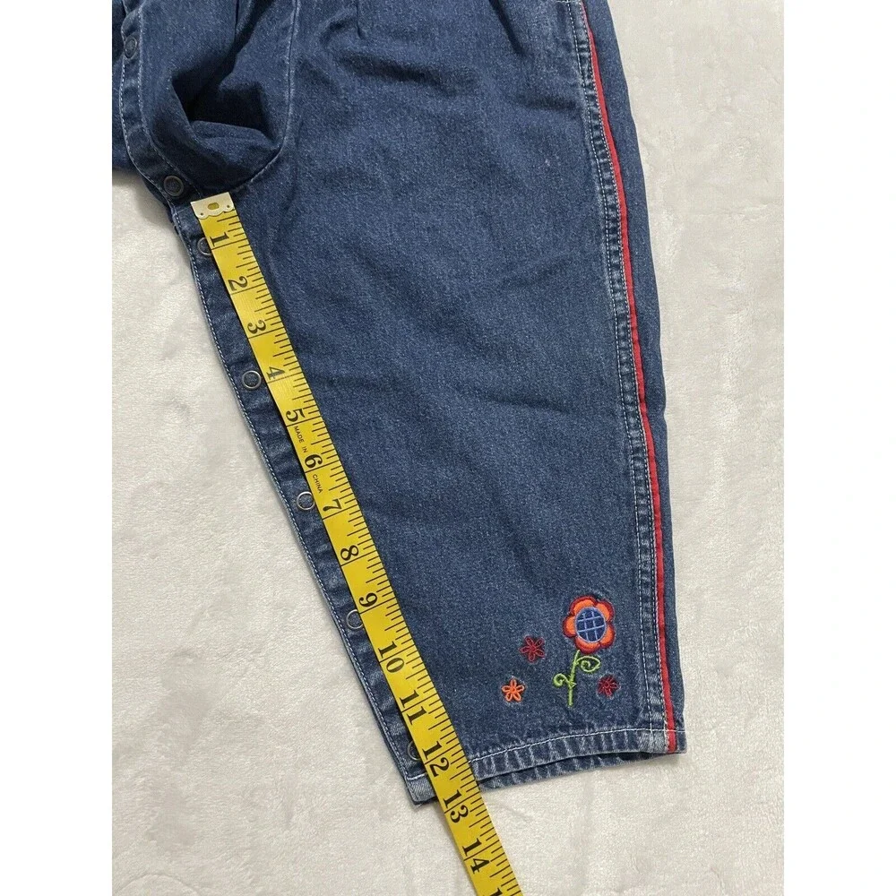Oshkosh B'gosh Denim Jean Floral Overalls Size 3T Embroidered Cotton Vestbak